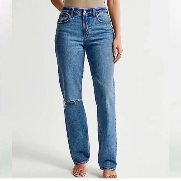 Abercrombie & Fitch Curve Love Ultra High Rise 90s Straight Jeans 2R 30" Classic - Picture 1 of 9